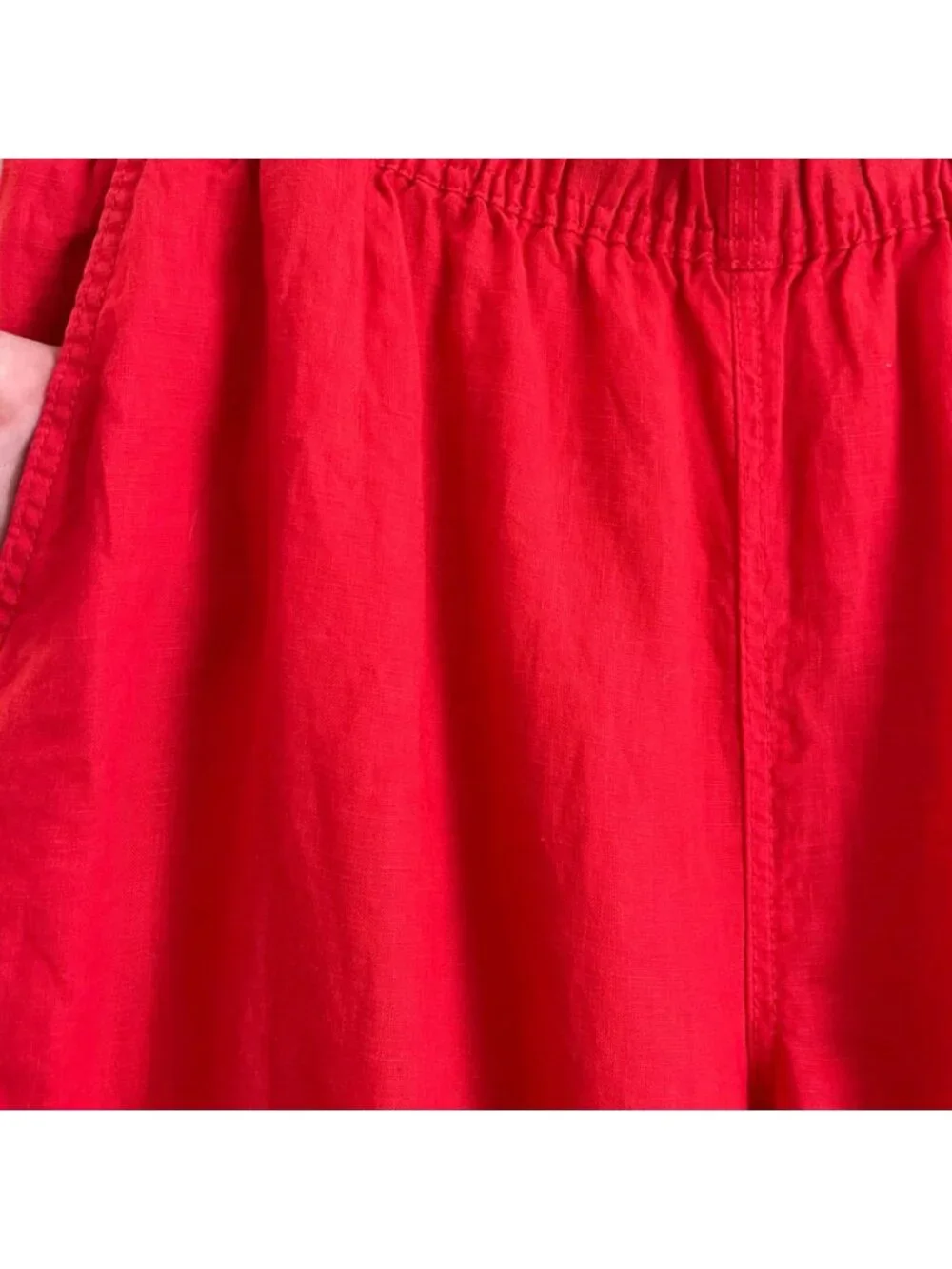 H&M Women Coastal Resort Linen Wide Leg Pants Size L Red Minimalist Quiet Luxury